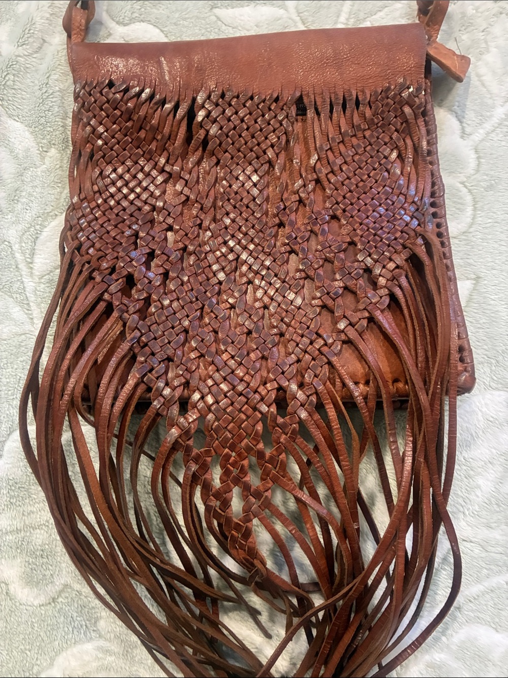 vintage Moroccan woven leather crossbody bag
